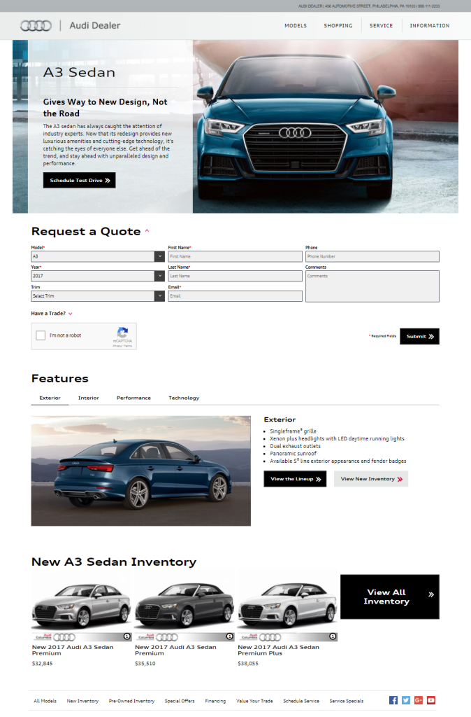 Inventory Mover Audi Landing Page Example